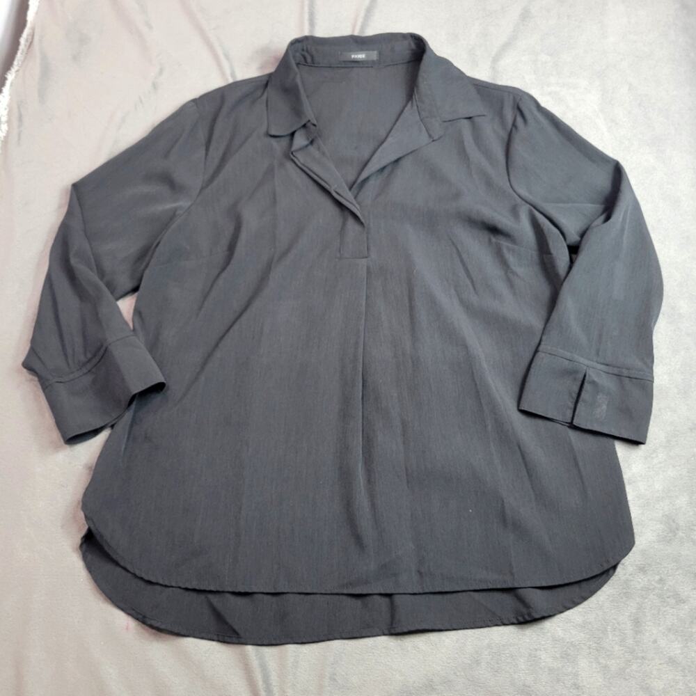 Paige Shirt Womens Size Medium Black Comfort Stretch Pull Over Collared Blouse